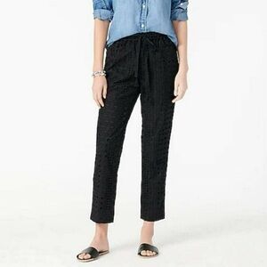 J. Crew Pull On Easy Eyelet Black Pants High Rise Drawstring